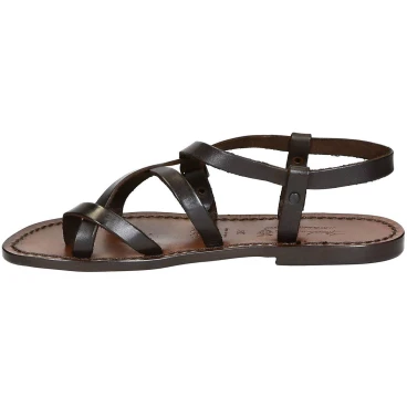 womens italian leather sandals dark brown hand made leather