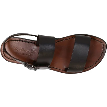 Braune Franziskaner-Ledersandalen für Damen in Italien von Handgefertigt