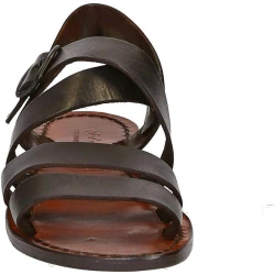 Braune Franziskaner-Ledersandalen für Damen in Italien von Hand gefertigt