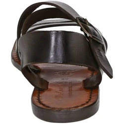 Brown leather ladies franciscan sandals handmade in Italy
