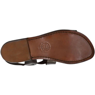 Brown leather ladies franciscan sandals handmade in Italy