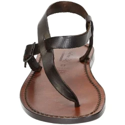 Handmade brown leather thong sandals for men