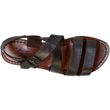 Brown leather ladies franciscan sandals handmade in Italy