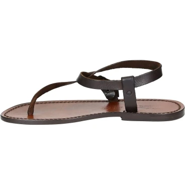 Handmade brown leather thong sandals for men