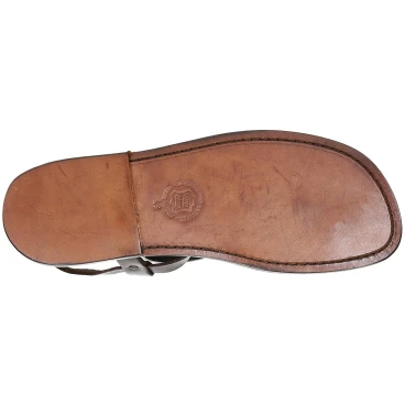 Handmade brown leather thong sandals for men