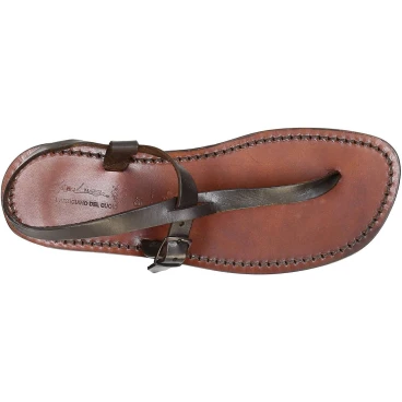 Handmade brown leather thong sandals for men