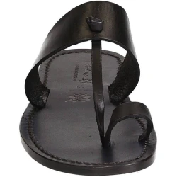 Black leather thong sandals Handmade in Italy