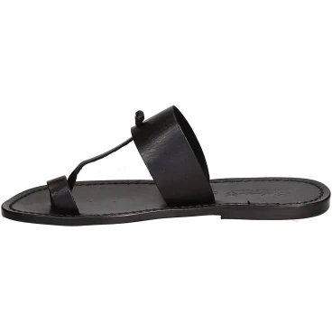 Black leather thong sandals Handmade in Italy