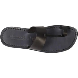 Black leather thong sandals Handmade in Italy