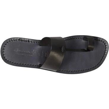 Black leather thong sandals Handmade in Italy