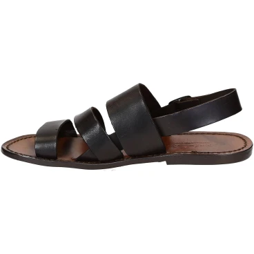 Brown leather sandals handmade in Italy for men's