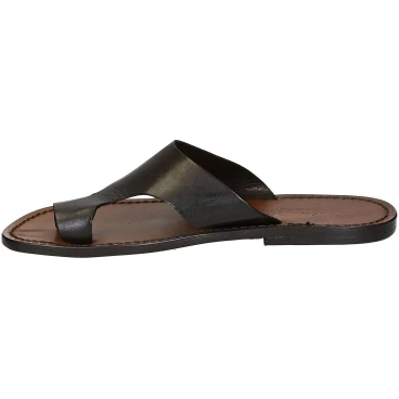 Brown leather thong sandals for men Handmade in Italy