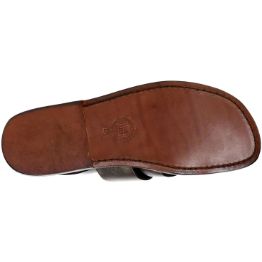 Brown leather sandals handmade in Italy for men's