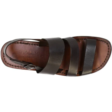 Brown leather sandals handmade in Italy for men's