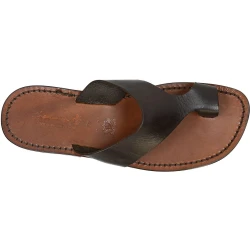 Sandale tong en cuir marron pour Homme Artisanales