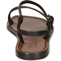 Sandales plates en cuir marron pour femme