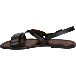 Women's brown leather flat sandals handmade