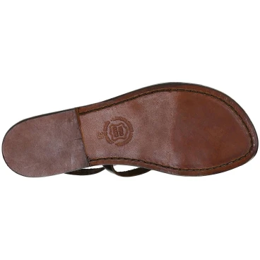 Women's brown leather flat sandals handmade