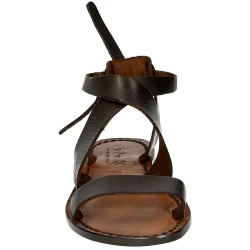 Womens sandals in dark brown leather handmade in Italy