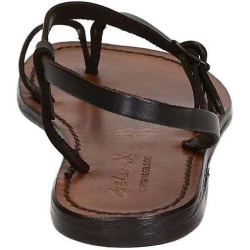 Dark brown flat thong sandals for women