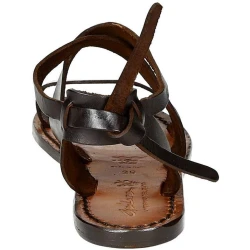 Sandales pour femme artisanales en cuir marron foncé