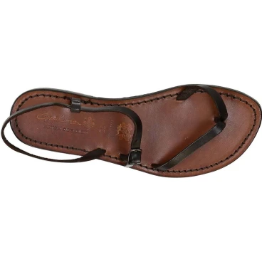 Dark brown flat thong sandals for women