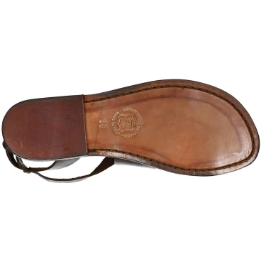 Womens sandals in dark brown leather handmade in Italy