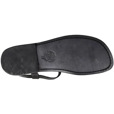 Handmade black leather thong sandals for men