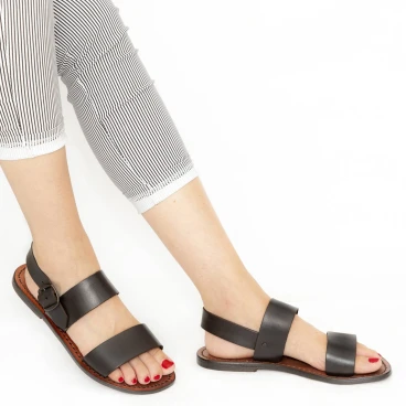 Braune Franziskaner-Ledersandalen für Damen in Italien von Handgefertigt