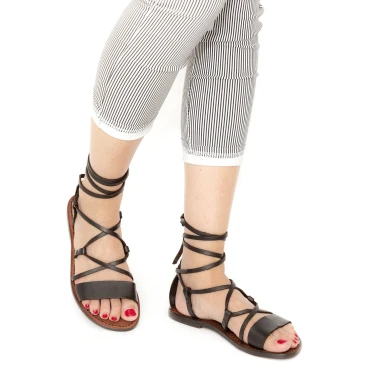 Handgefertigt italienische Gladiator-Sandalen aus braunem Leder