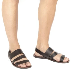Brown leather sandals handmade in Italy for men's