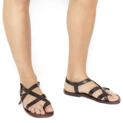 Handmade men's sandals in dark brown leather