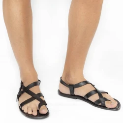 Sandali uomo in cuoio fatti a mano in Italia in pelle nero