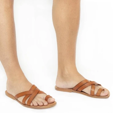Tongs homme en cuir vieilli travaillés à la main en Italie