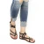 Flache Hand gefertigte Damen-Sandalen mit Riemchen aus dunkelbraunem Leder