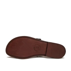 Hand gefertigte Damen-Slippersandalen aus dunkelbraunem Leder