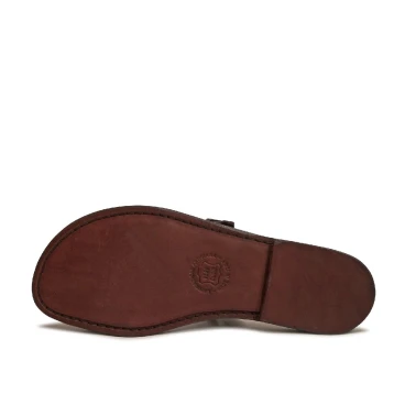 Hand gefertigte Damen-Slippersandalen aus dunkelbraunem Leder