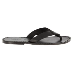 Handgefertigte Schwarze Herren-Zehensandalen leder