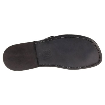 Chanclas de cuero negro para hombres artisanales