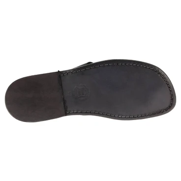 Handgefertigte Schwarze Herren-Zehensandalen leder