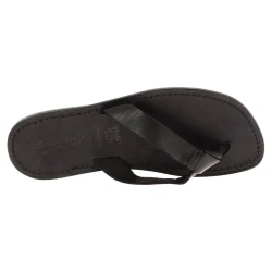 Handgefertigte Schwarze Herren-Zehensandalen leder