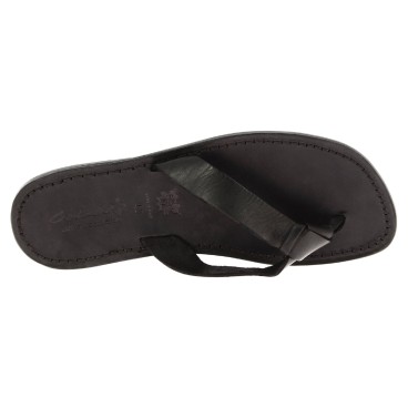 Chanclas de cuero negro para hombres artisanales