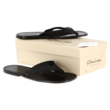 Chanclas de cuero negro para hombres artisanales