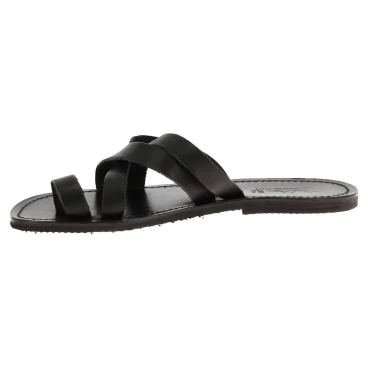 Herren Flip-Flop-Sandalen aus Schwarzen Leder in Italien von Handgefertigt