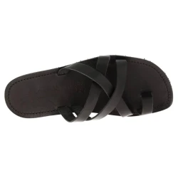Men's black leather thong sandals handmade in Italy