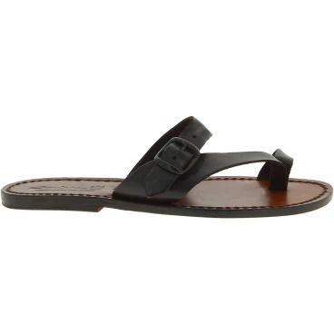 Braune Riemchensandalen für Damen aus Leder