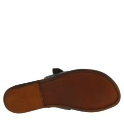Leather thong sandals for women brown color leather