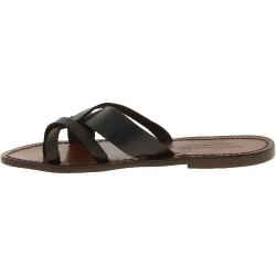 Women's thong sandals Handmade in Italy in dark brown calf leather