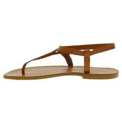 Sandali infradito artigianali da donna in pelle color cuoio