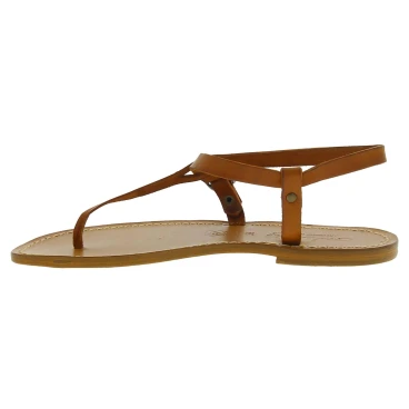 Handgefertigte italienische Sandalen damen aus braunem Leder